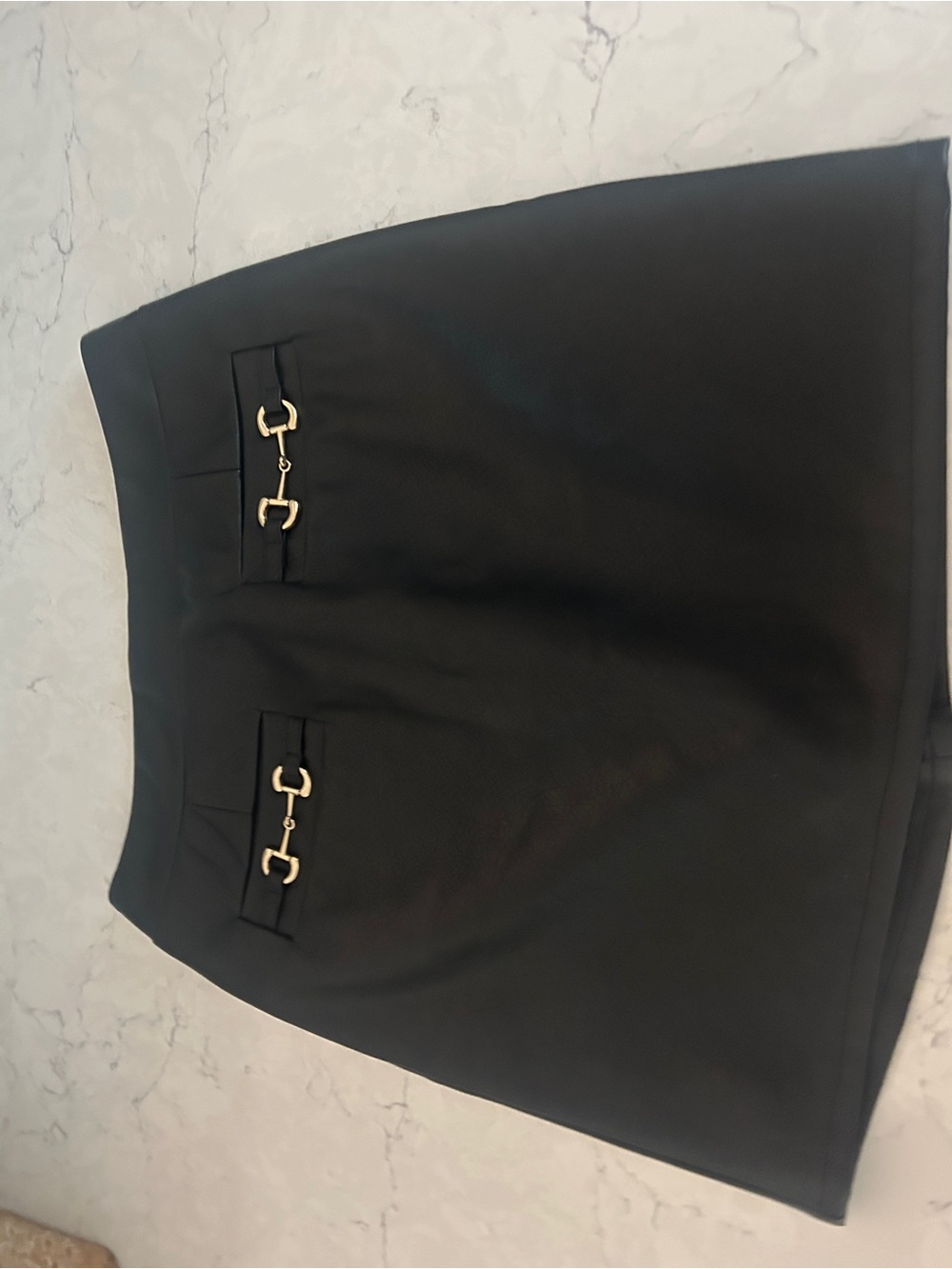 7 For All Mankind Black Mini Skirt with Gold Hardware